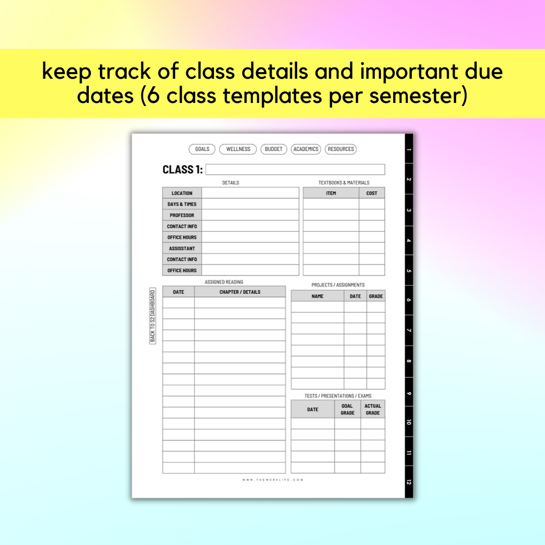 Academic Planner (12 Month Undated)