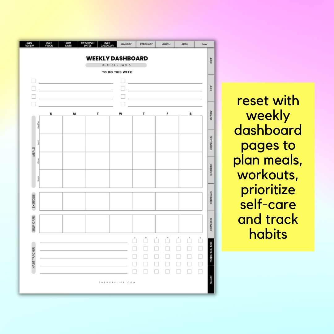 2024 Weekly Productivity Planner (Digital)