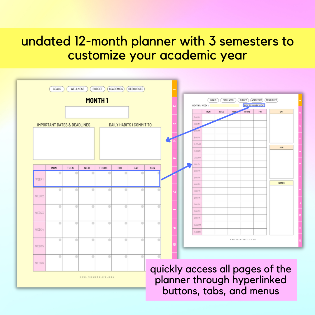 Academic Planner (12 Month Undated)