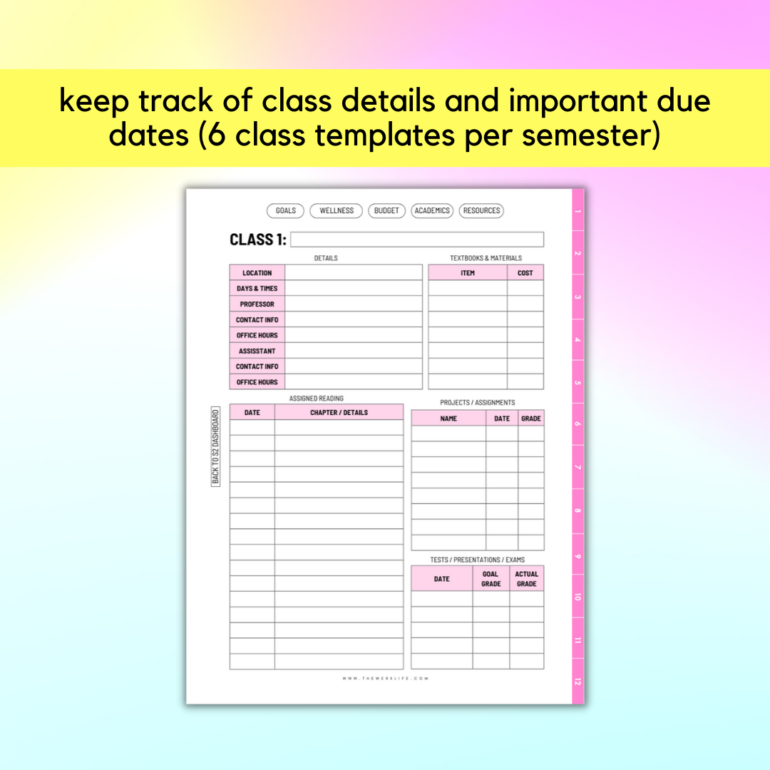 Academic Planner (12 Month Undated)