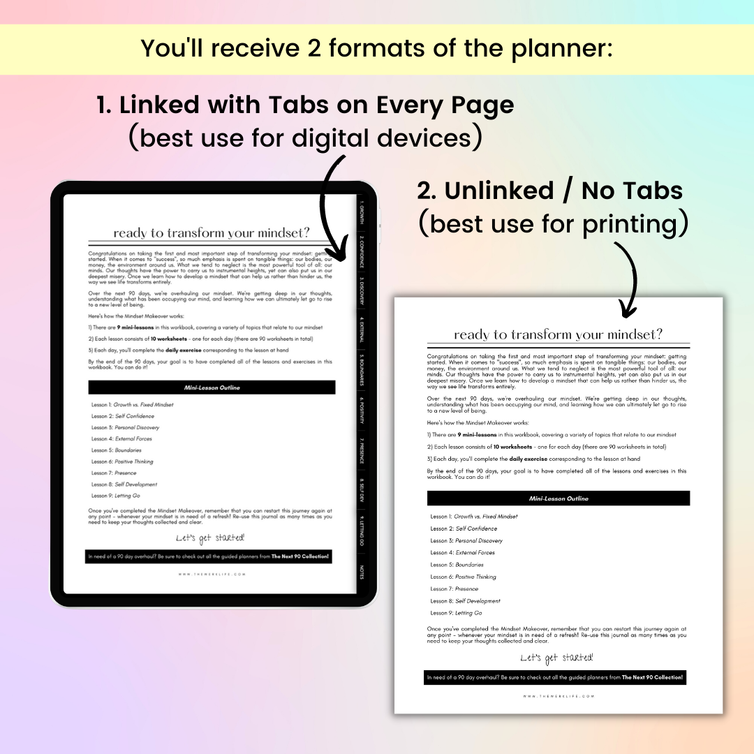 90 Day Mindset Makeover Workbook (Digital)