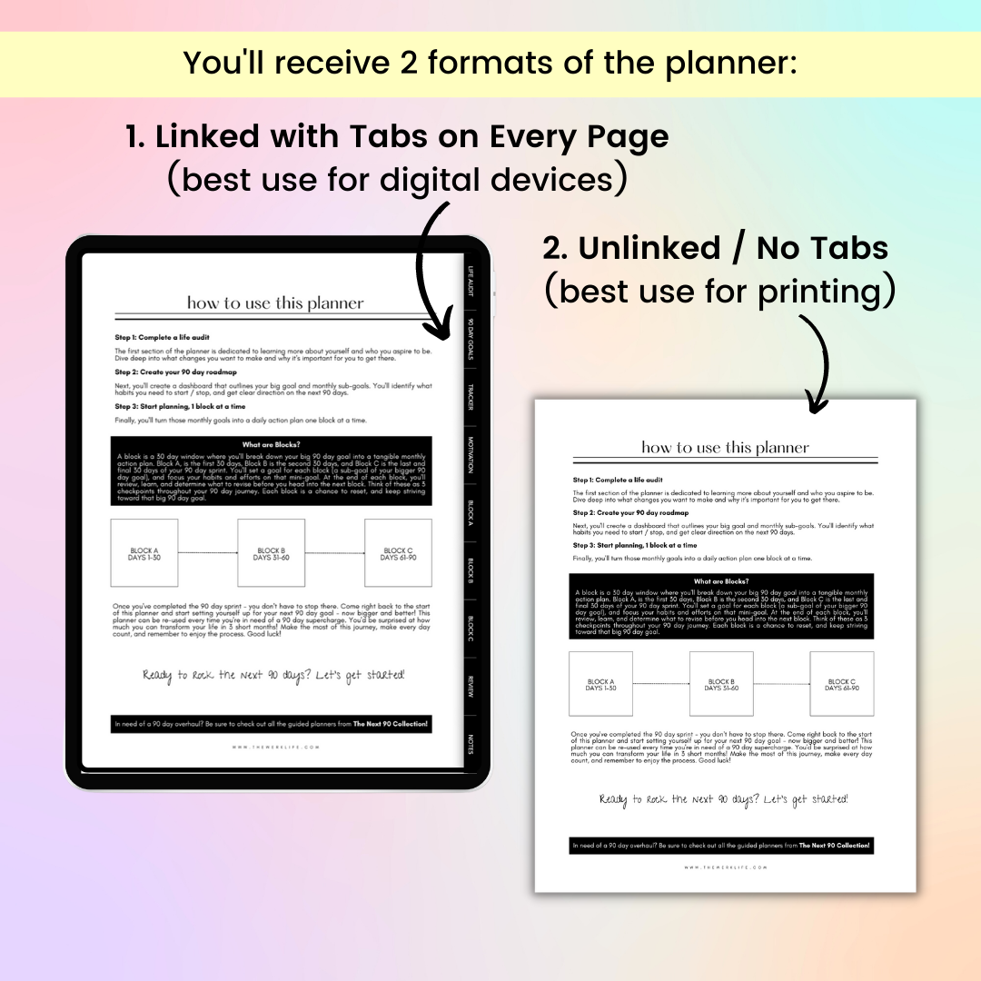 90 Day Daily Goal Planner (Digital)