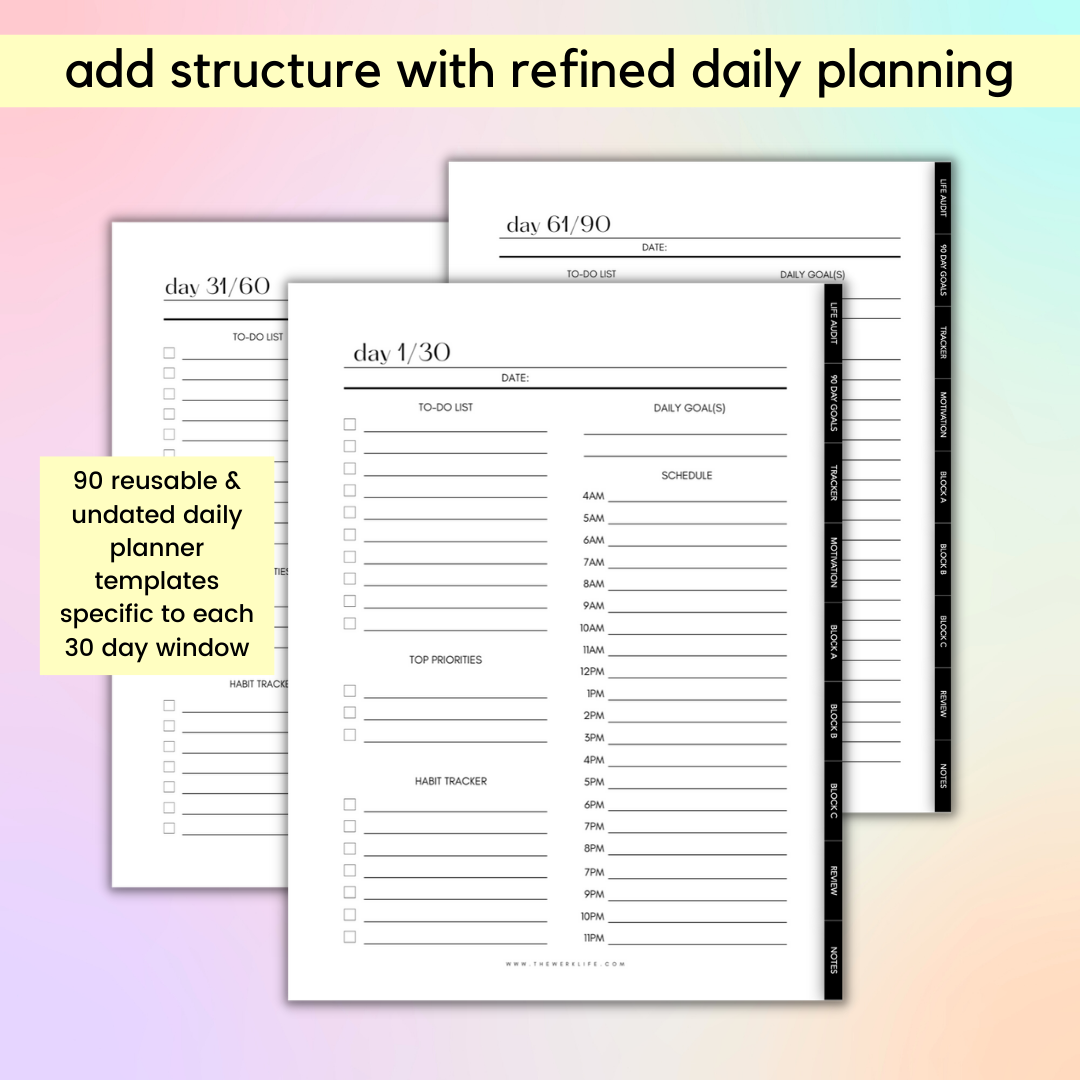 90 Day Daily Goal Planner (Digital)