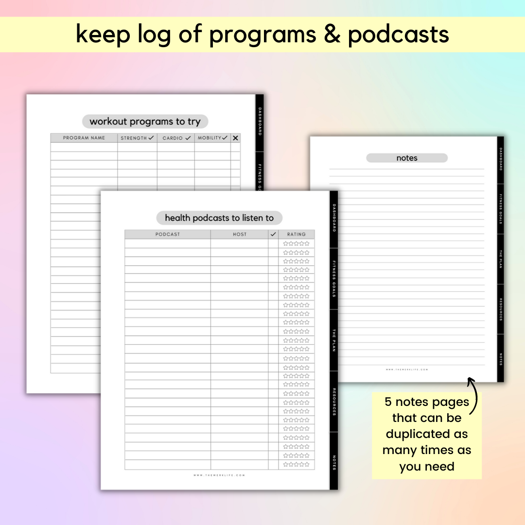 Digital Fitness Planner