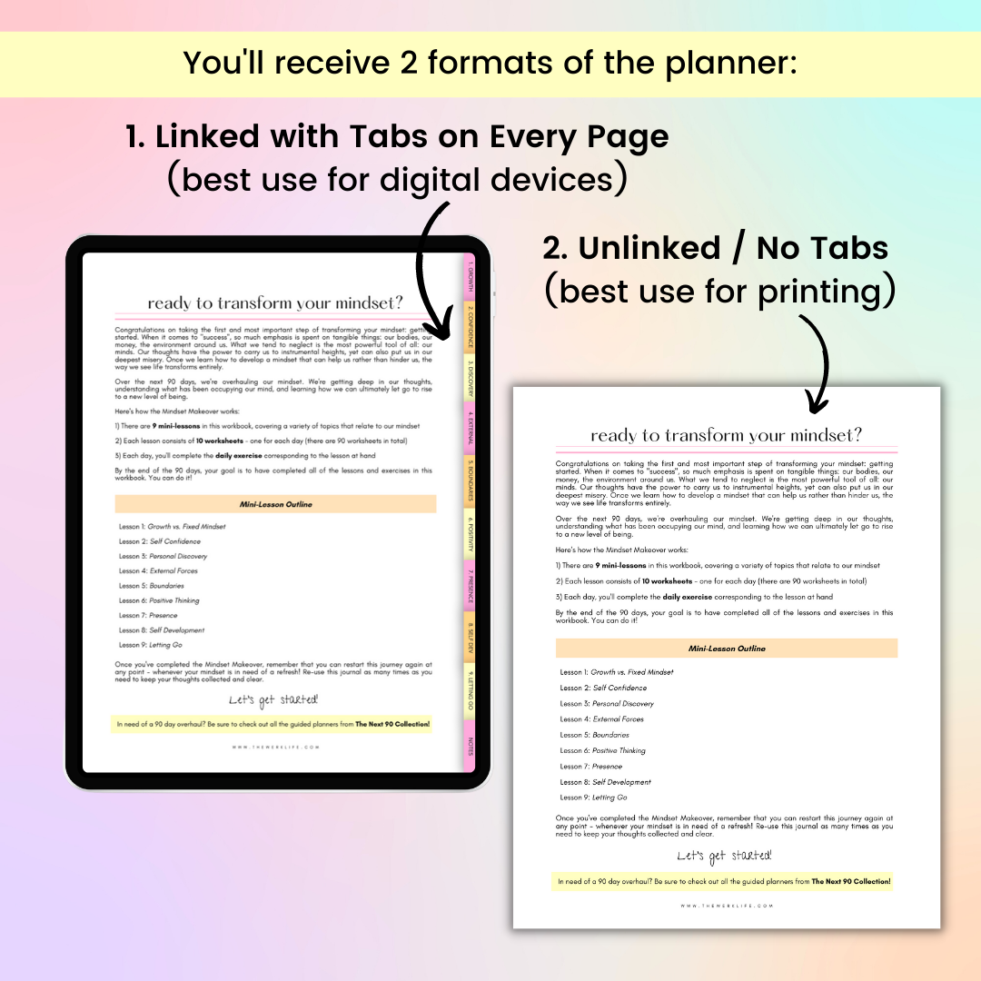 90 Day Mindset Makeover Workbook (Digital)