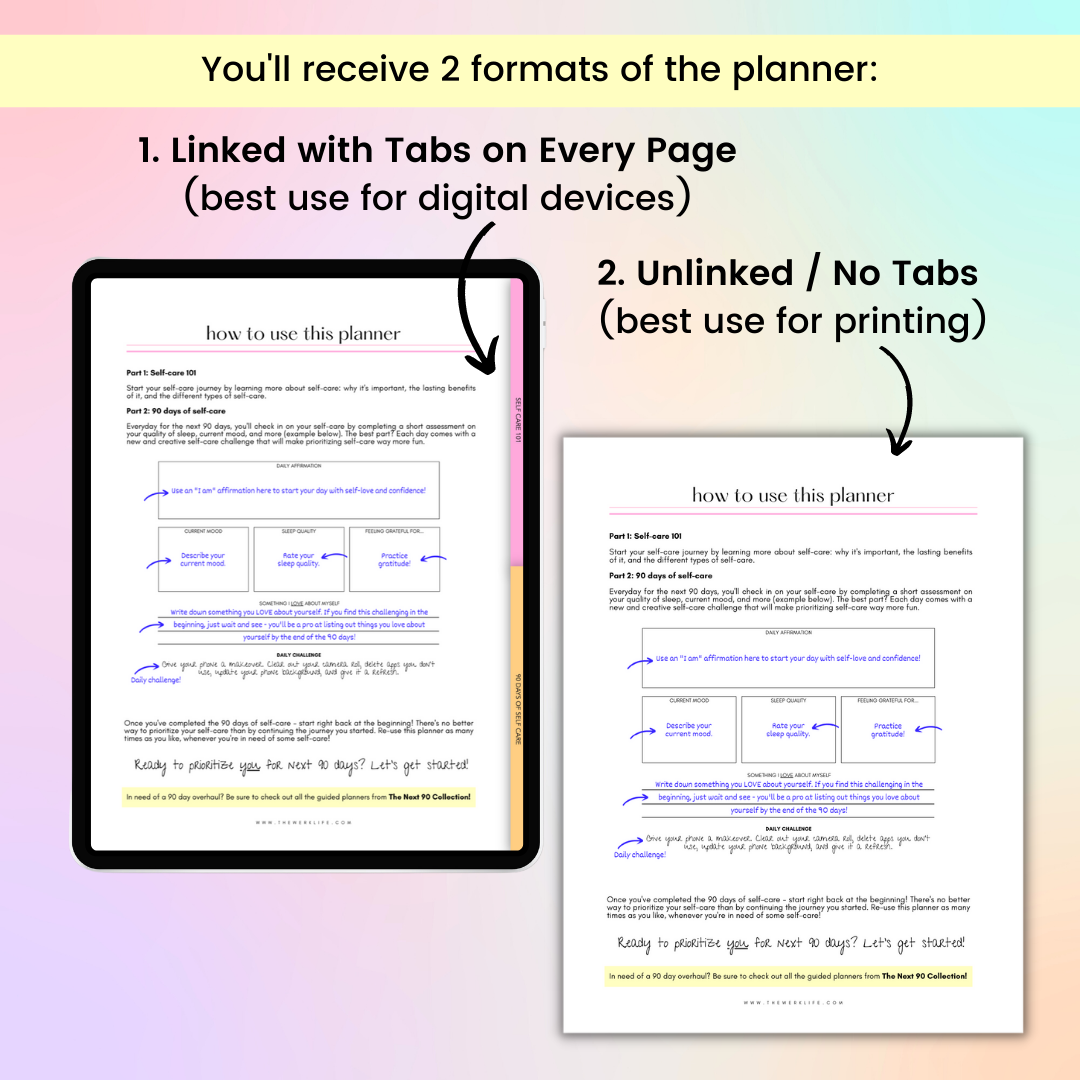 90 Day Self-Care Journal (Digital)