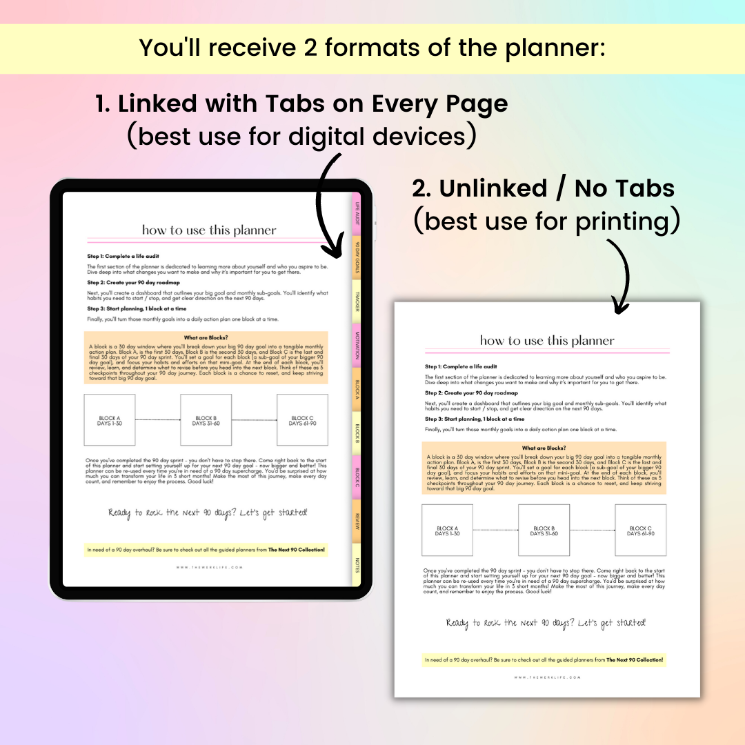 90 Day Daily Goal Planner (Digital)
