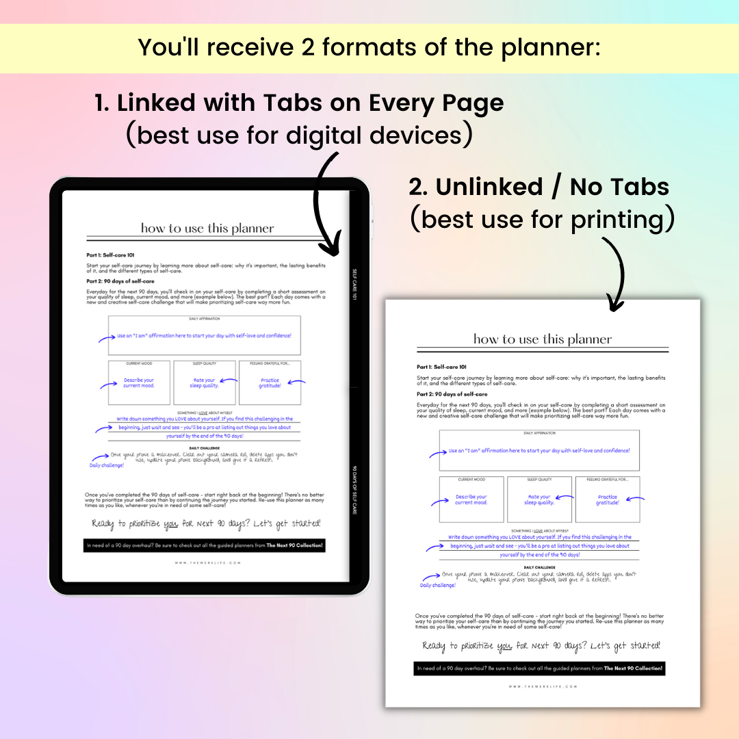 90 Day Self-Care Journal (Digital)