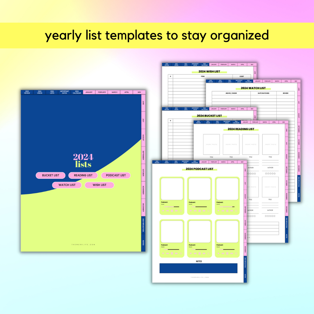 2024 Ultimate Planner: Organize, Achieve, Reflect  Monthly & Weekly  Calendar, Vision Boards, Reflection Pages - Social Media Calendar