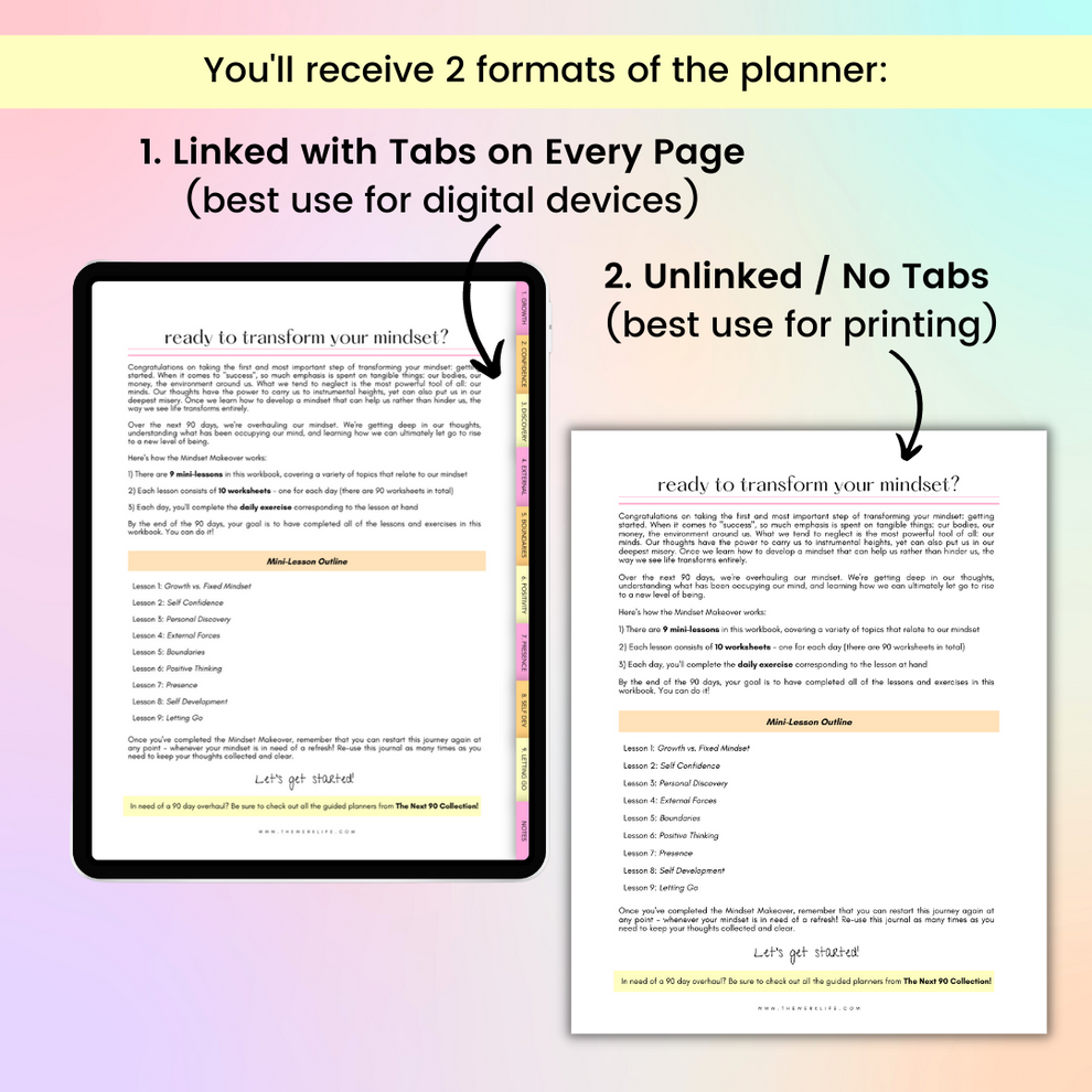 Digital Planner: 90 Day Mindset Makeover Workbook – The WERK LIFE
